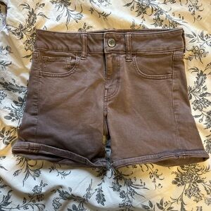 American Eagle Purple Midi Super Stretch Shorts